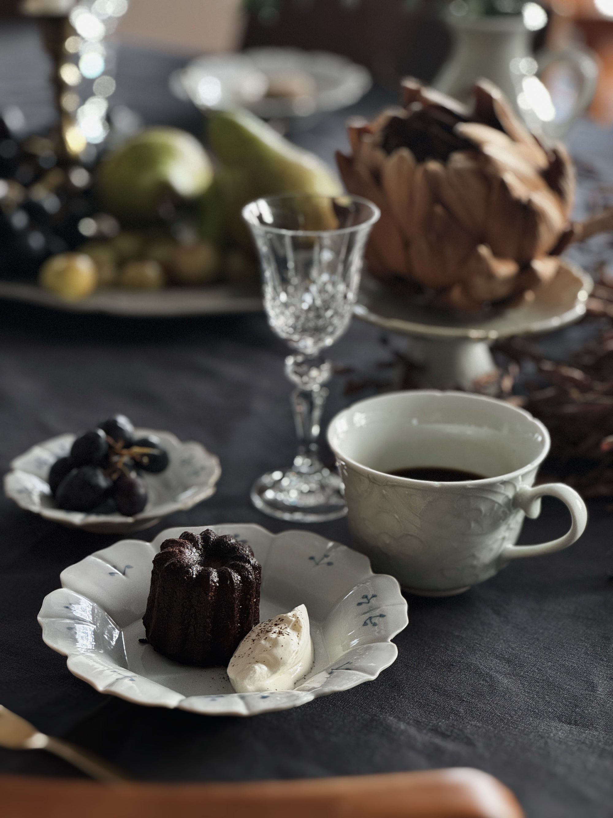 灰青秞花七宝コーヒーカップ