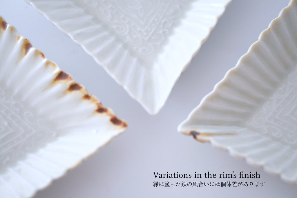 灰青秞稜花六寸台皿