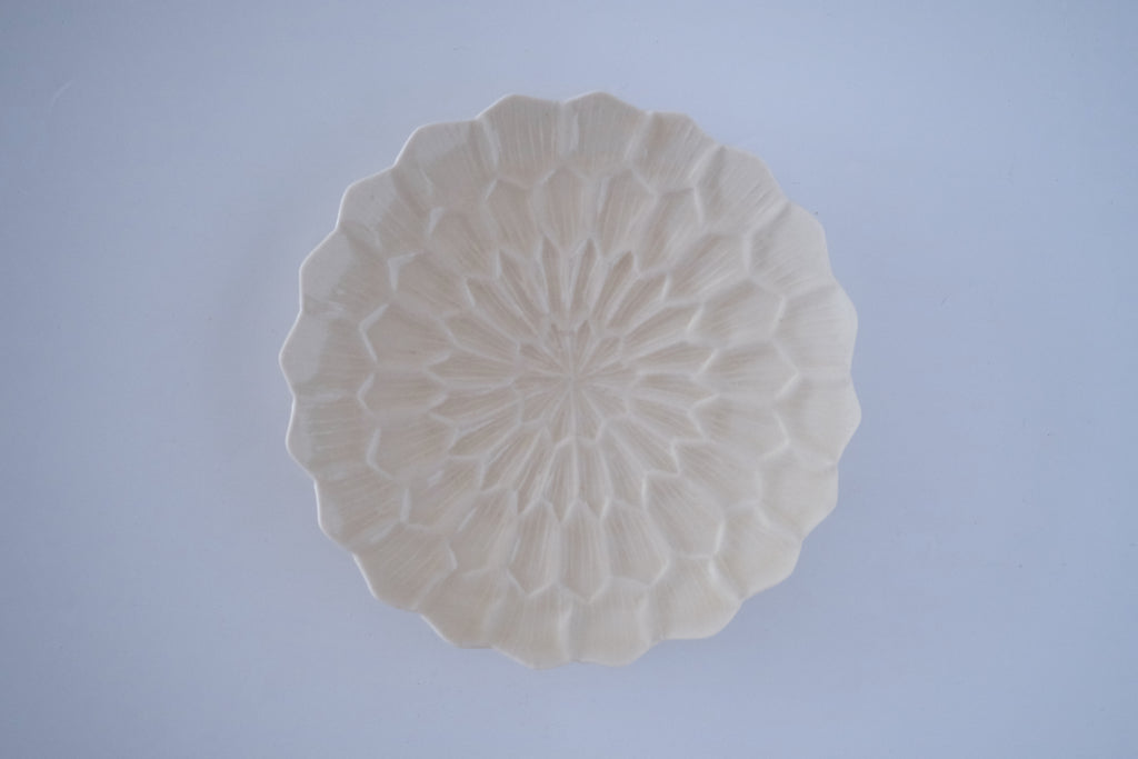 灰琥珀釉ダリア五寸皿