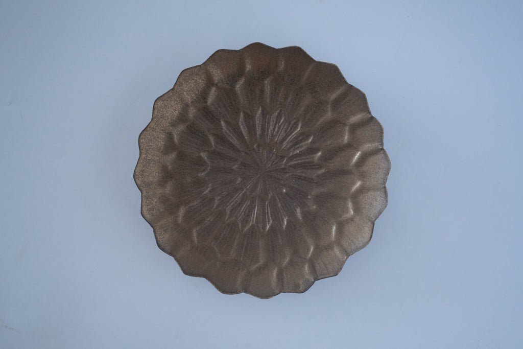 ブロンズ釉ダリア五寸皿