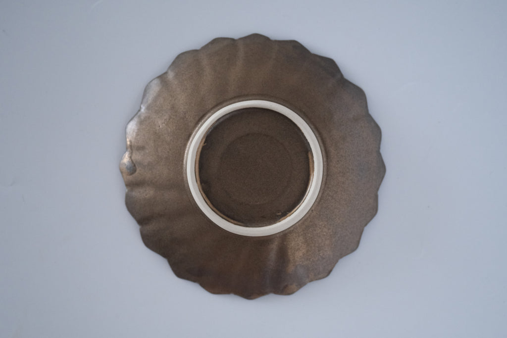 ブロンズ釉ダリア五寸皿