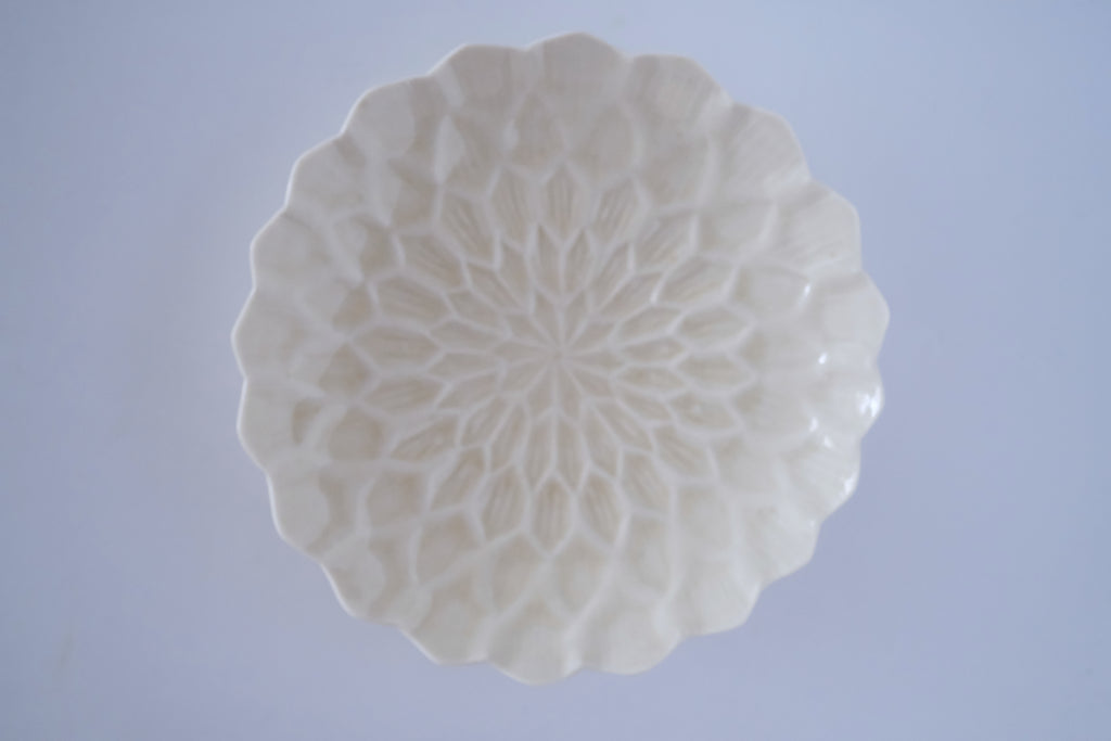 灰琥珀釉ダリア六寸皿