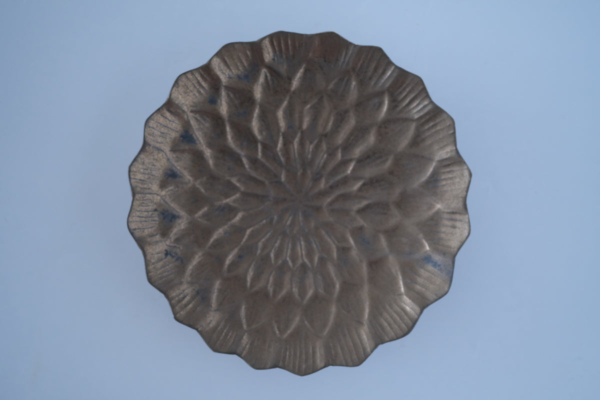 ブロンズ釉ダリア六寸皿