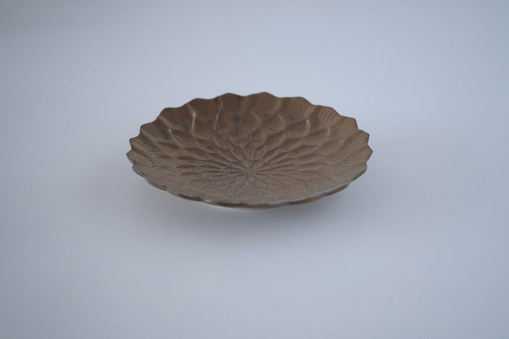 ブロンズ釉ダリア六寸皿