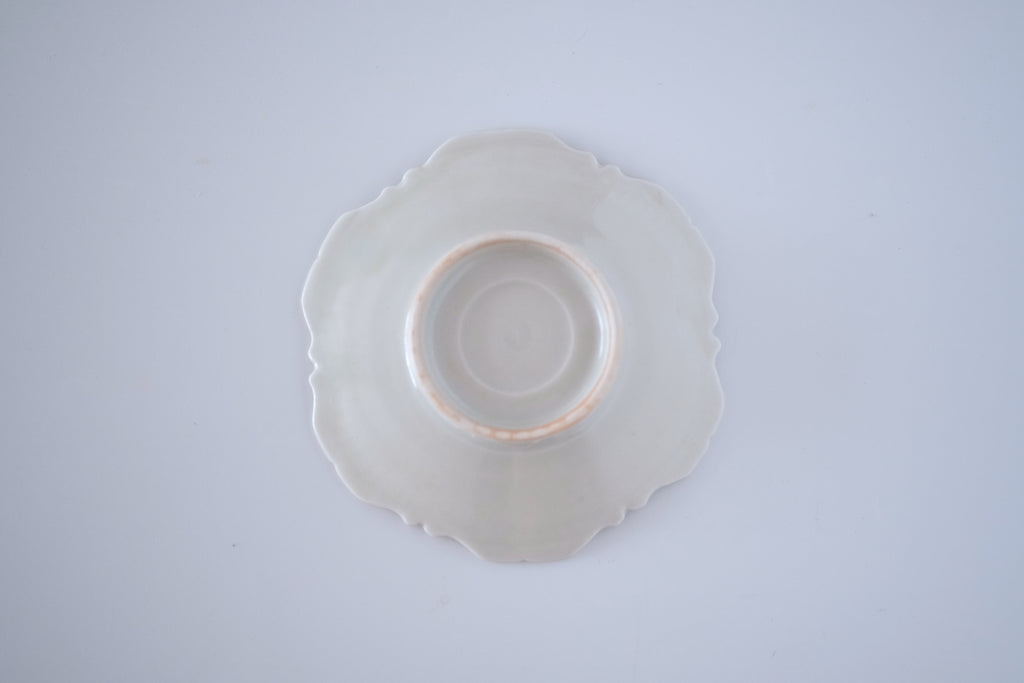 灰青秞稜花四寸台皿