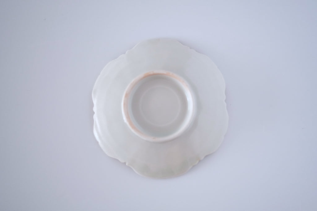 灰青秞稜花五寸台皿