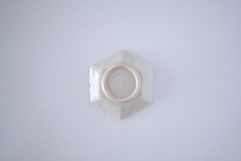 Ash-blue shippo hexagonal mini plate