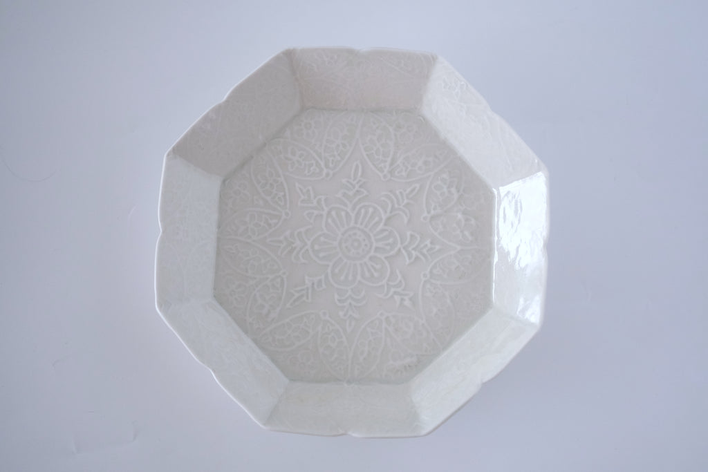 灰青秞花七宝七寸皿