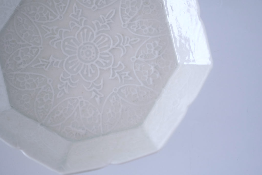 灰青秞花七宝七寸皿