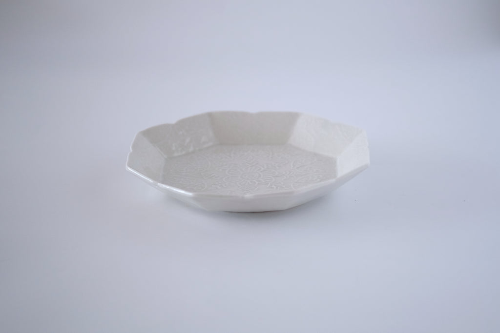 灰青秞花七宝七寸皿