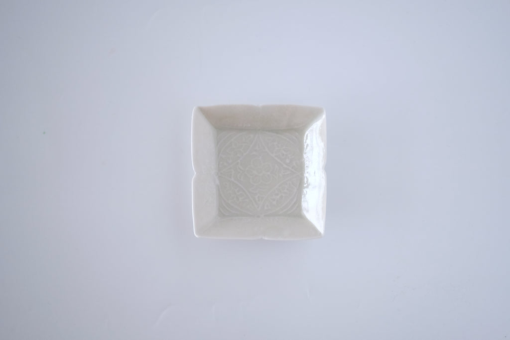 Ash-blue shippo square mini plate