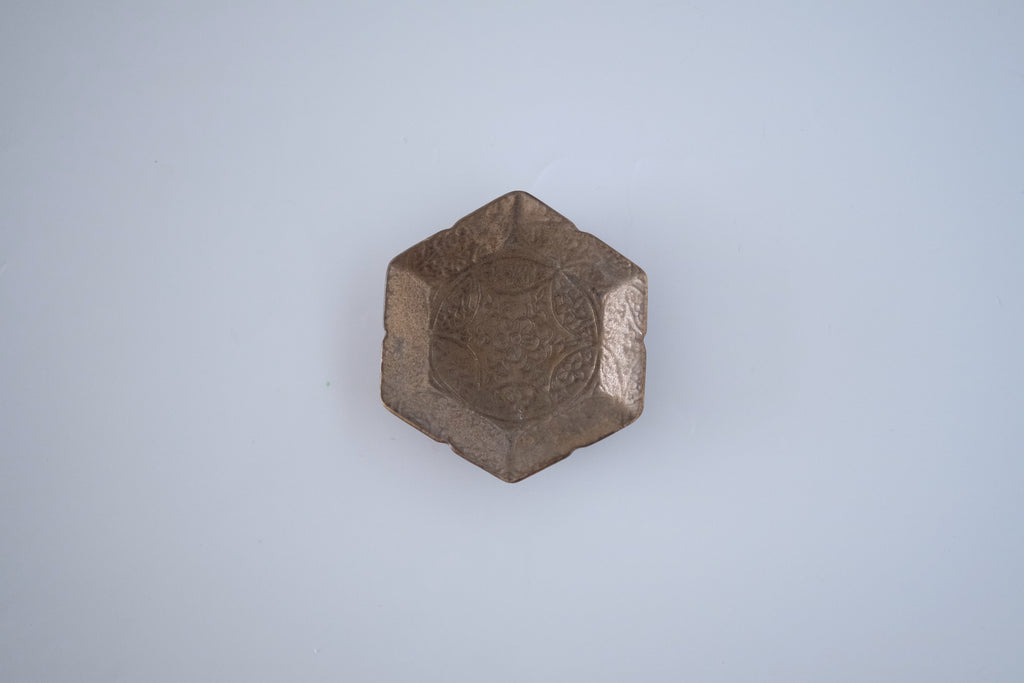 ブロンズ秞花七宝六角豆皿