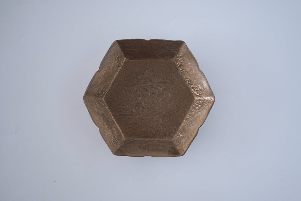 ブロンズ秞花七宝五寸皿