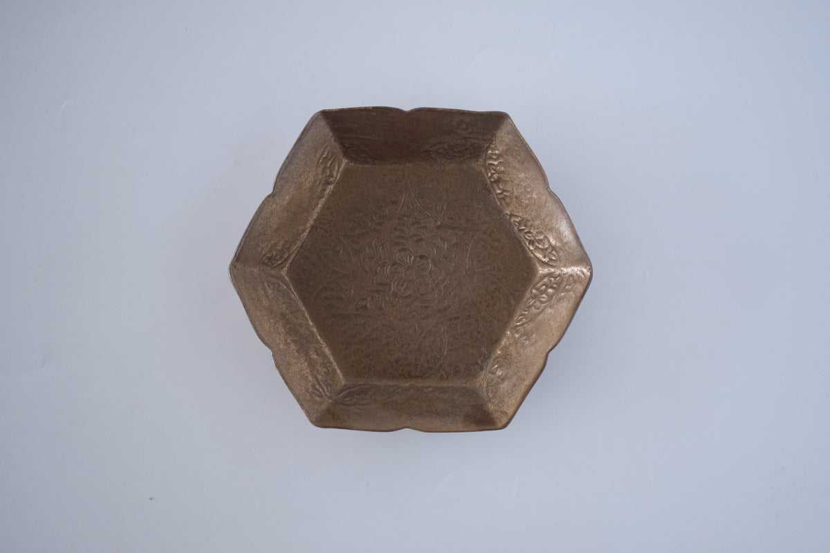 ブロンズ秞花七宝五寸皿