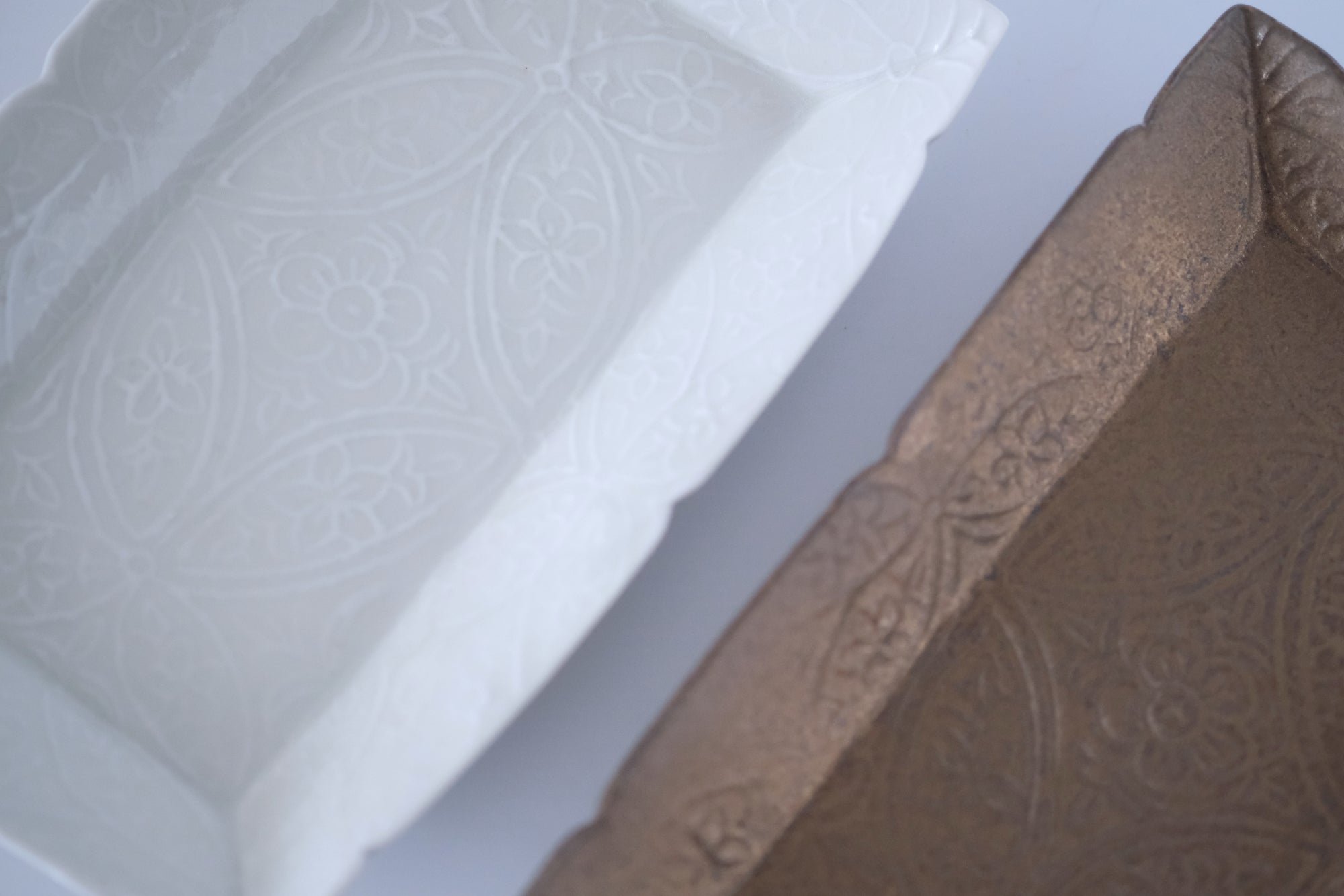 ブロンズ秞花七宝角長皿