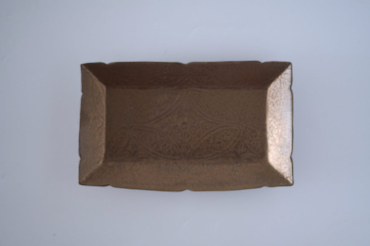 ブロンズ秞花七宝角長皿