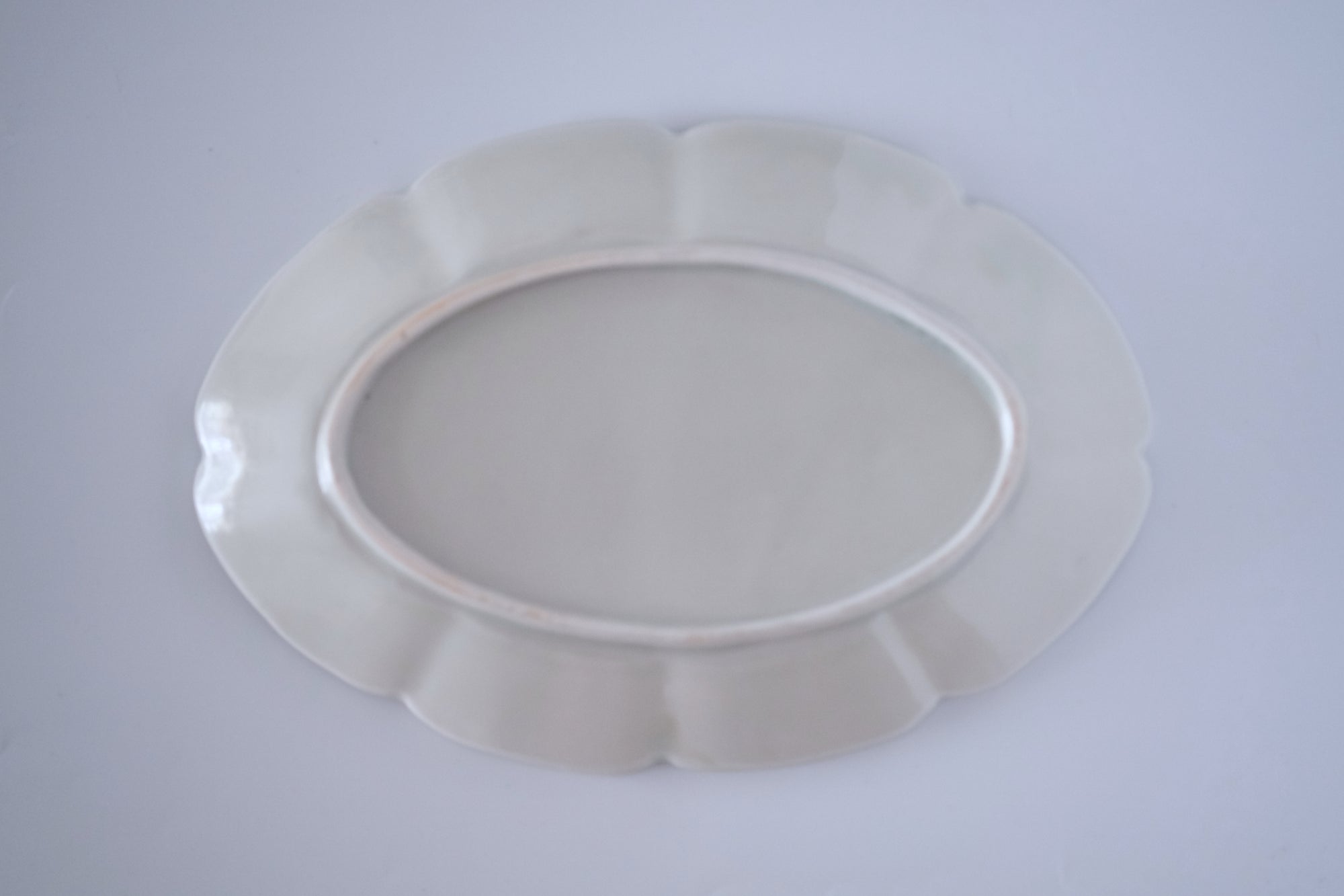 灰青秞花七宝オーバル皿（L）