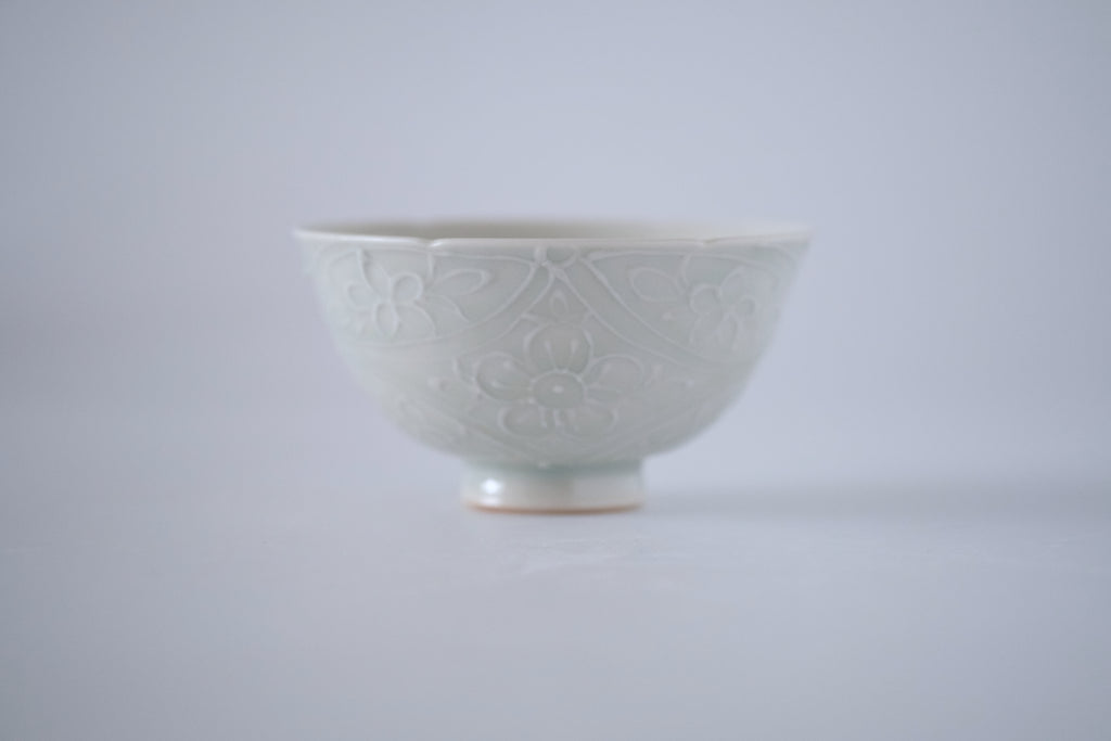 灰青秞花七宝碗