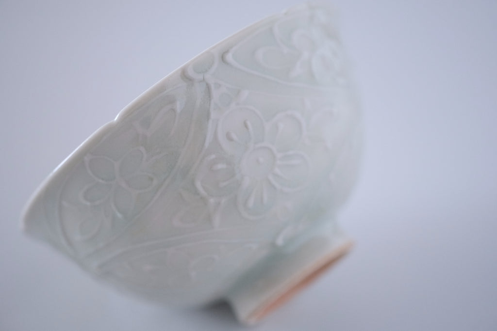 灰青秞花七宝碗