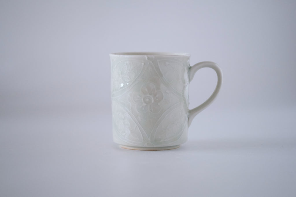 灰青秞花七宝マグカップ