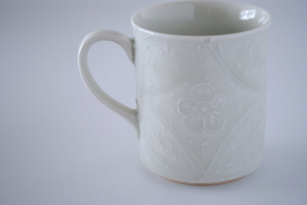 灰青秞花七宝マグカップ