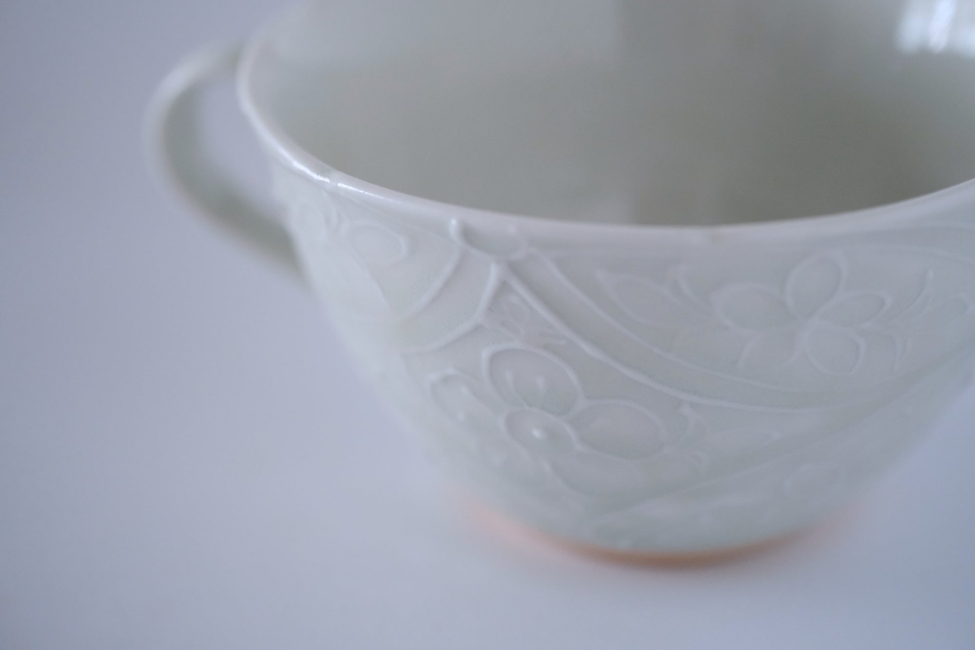 灰青秞花七宝スープカップ