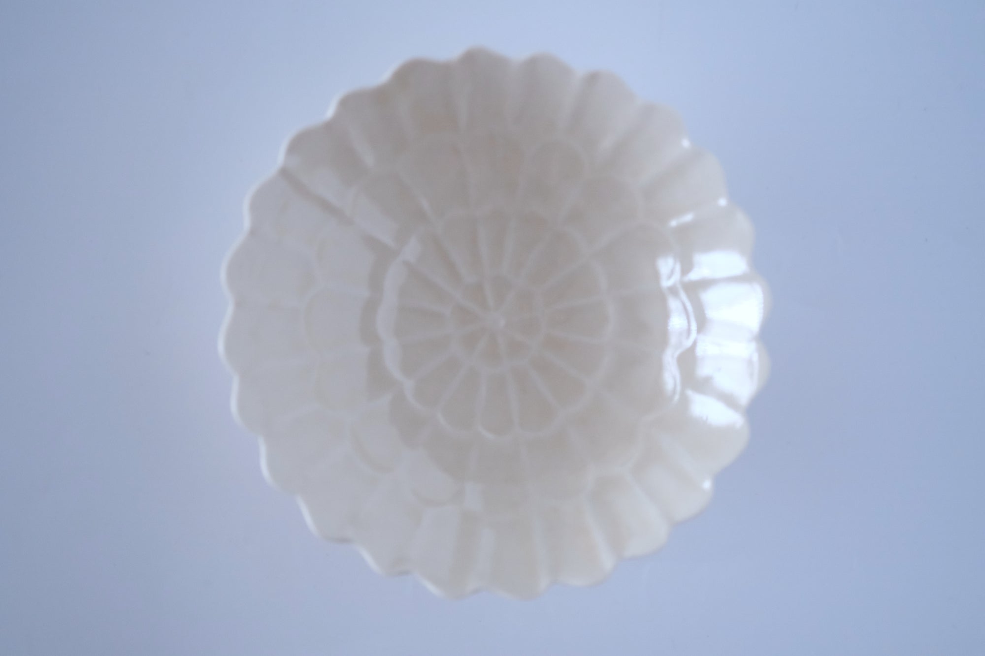 灰琥珀釉菊五寸鉢