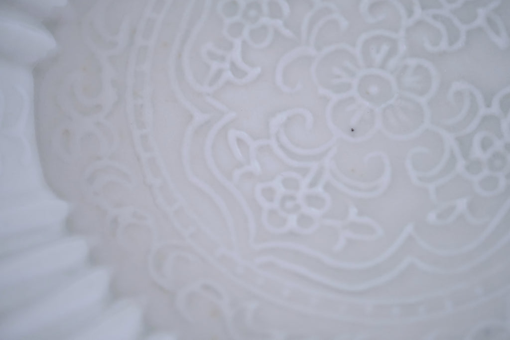 灰青秞輪花七寸皿